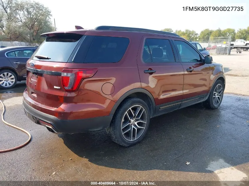 2016 Ford Explorer Sport VIN: 1FM5K8GT9GGD27735 Lot: 40489664