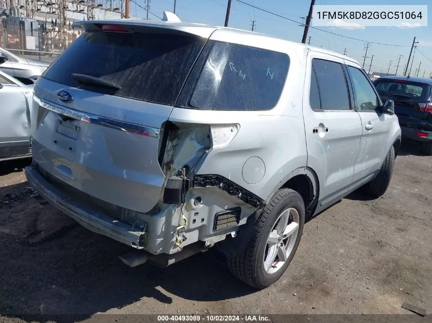 2016 Ford Explorer Xlt VIN: 1FM5K8D82GGC51064 Lot: 40493089