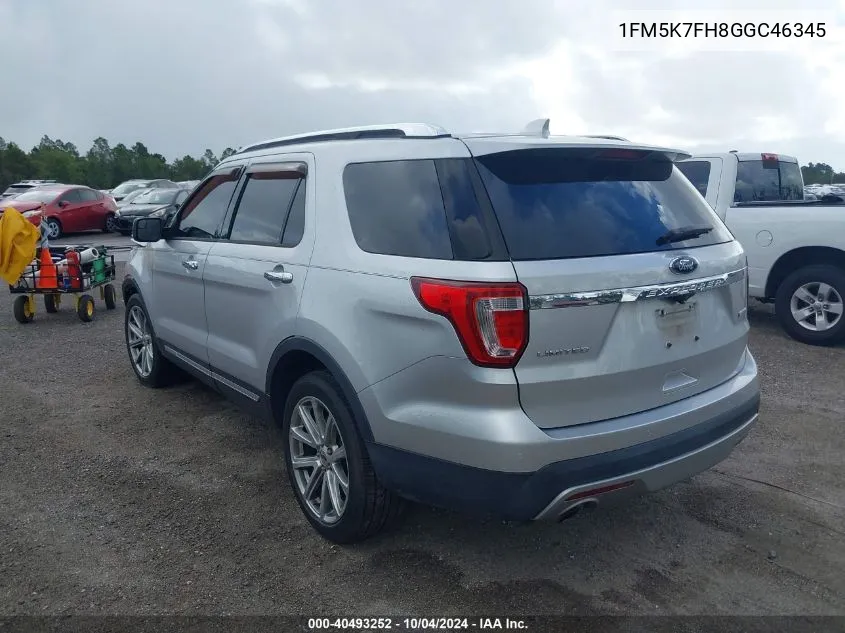 2016 Ford Explorer Limited VIN: 1FM5K7FH8GGC46345 Lot: 40493252