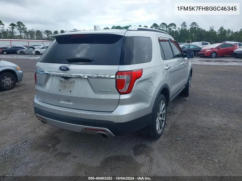 2016 Ford Explorer Limited VIN: 1FM5K7FH8GGC46345 Lot: 40493252