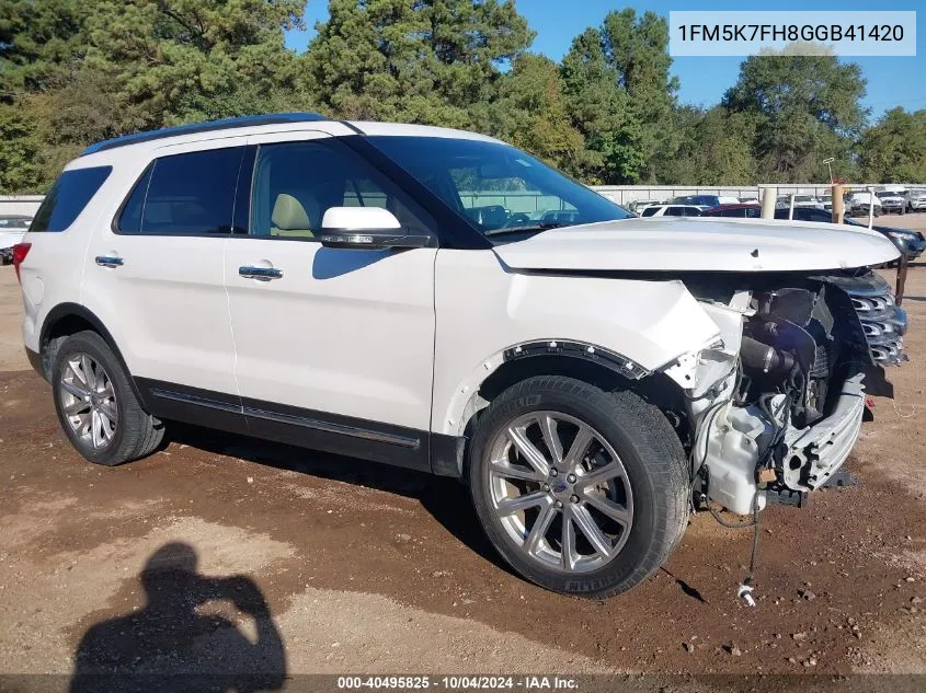 2016 Ford Explorer Limited VIN: 1FM5K7FH8GGB41420 Lot: 40495825