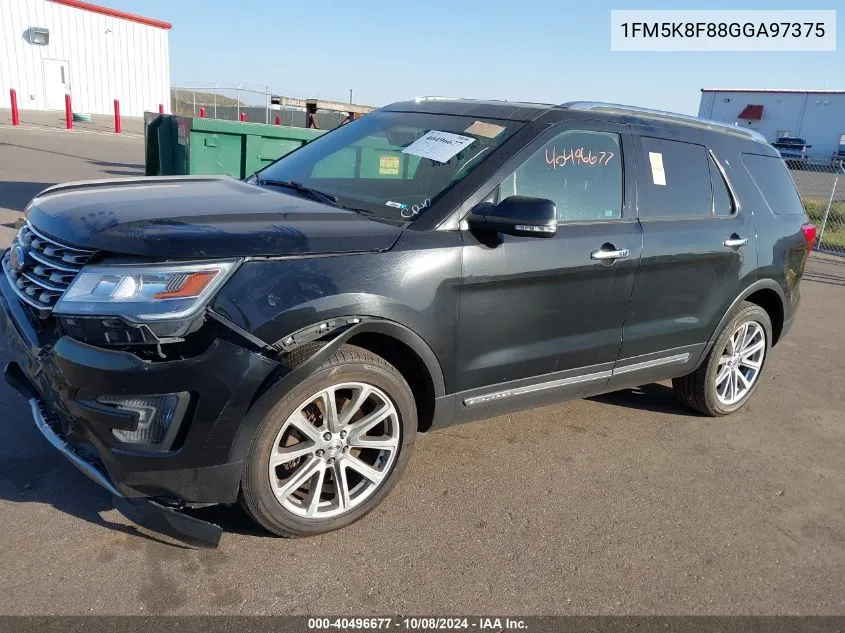 2016 Ford Explorer Limited VIN: 1FM5K8F88GGA97375 Lot: 40496677