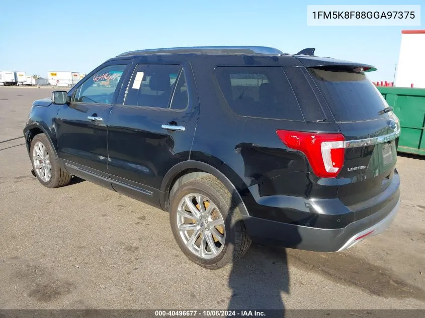 2016 Ford Explorer Limited VIN: 1FM5K8F88GGA97375 Lot: 40496677