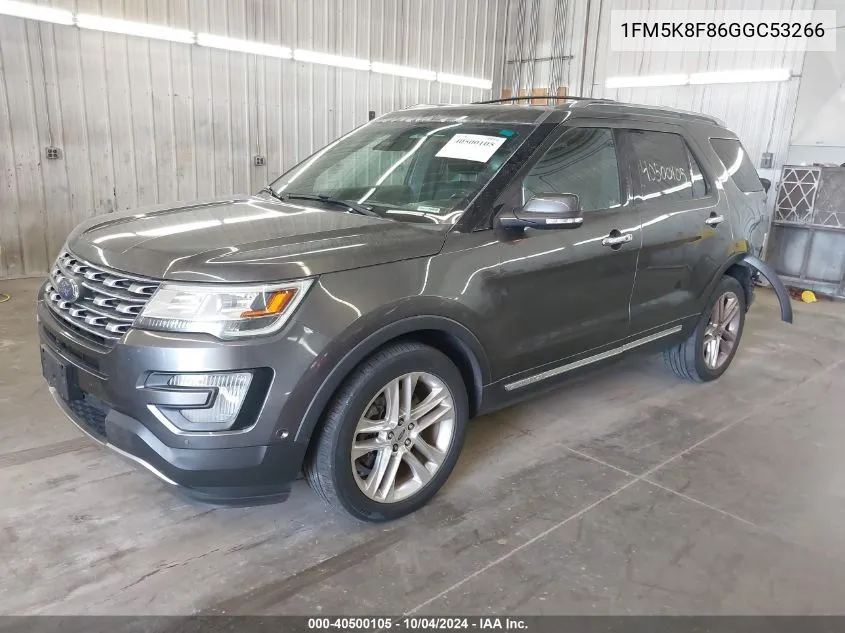 2016 Ford Explorer Limited VIN: 1FM5K8F86GGC53266 Lot: 40500105