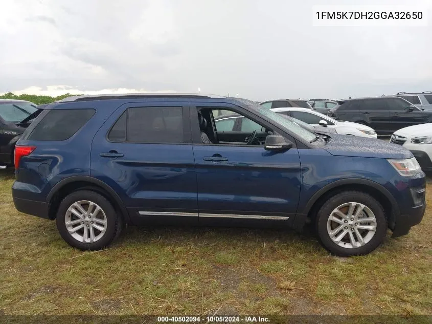 2016 Ford Explorer Xlt VIN: 1FM5K7DH2GGA32650 Lot: 40502094