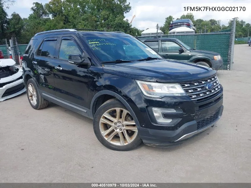 2016 Ford Explorer Limited VIN: 1FM5K7FHXGGC02170 Lot: 40510979