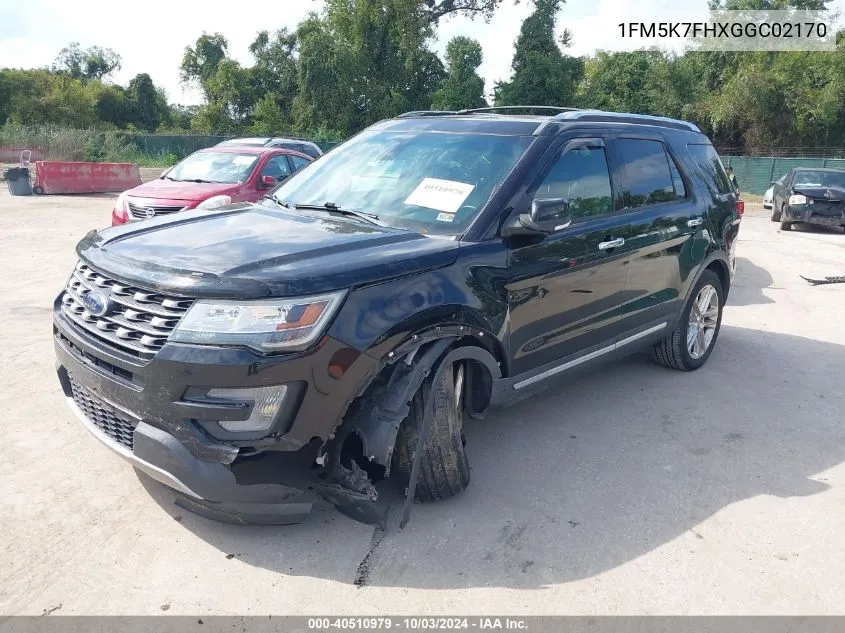 2016 Ford Explorer Limited VIN: 1FM5K7FHXGGC02170 Lot: 40510979