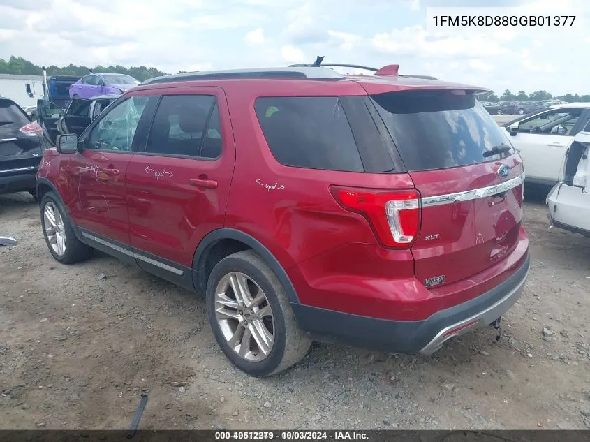 1FM5K8D88GGB01377 2016 Ford Explorer Xlt