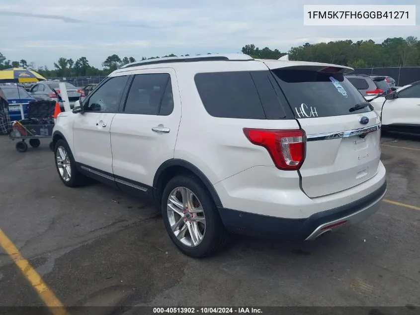 2016 Ford Explorer Limited VIN: 1FM5K7FH6GGB41271 Lot: 40513902