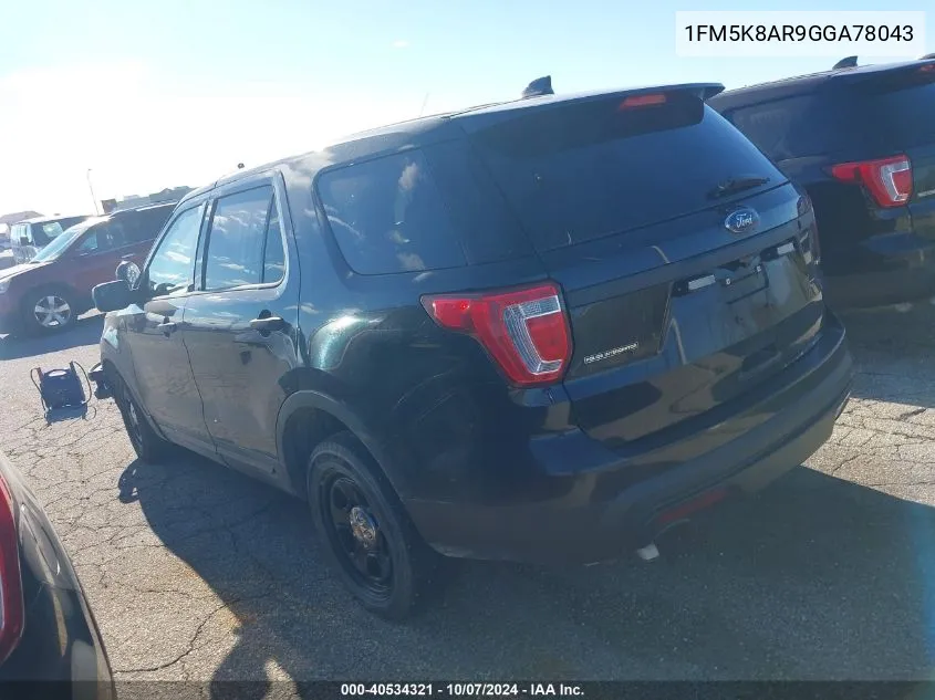 2016 Ford Explorer Police Interceptor VIN: 1FM5K8AR9GGA78043 Lot: 40534321