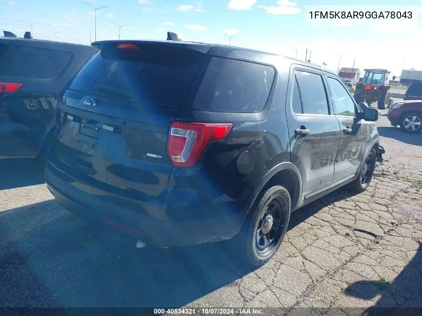 2016 Ford Explorer Police Interceptor VIN: 1FM5K8AR9GGA78043 Lot: 40534321