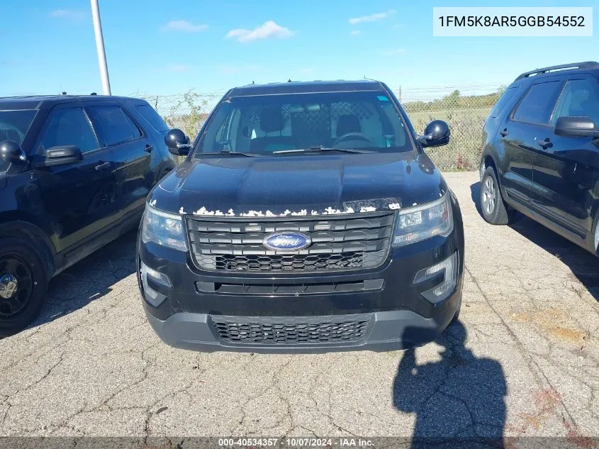 2016 Ford Explorer Police Interceptor VIN: 1FM5K8AR5GGB54552 Lot: 40534357