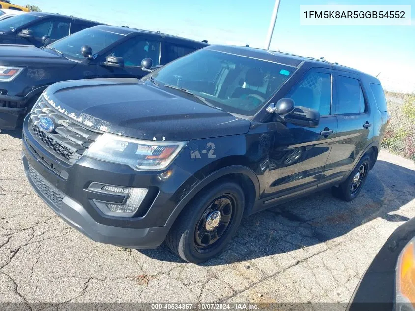 2016 Ford Explorer Police Interceptor VIN: 1FM5K8AR5GGB54552 Lot: 40534357