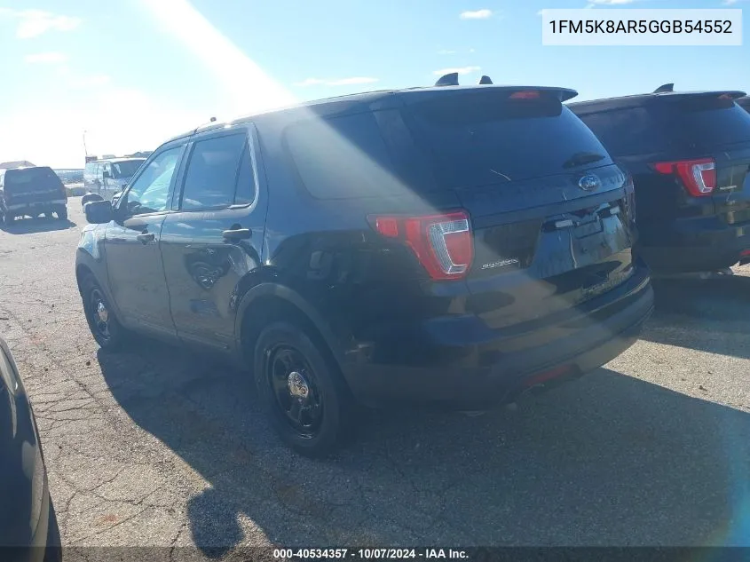 2016 Ford Explorer Police Interceptor VIN: 1FM5K8AR5GGB54552 Lot: 40534357