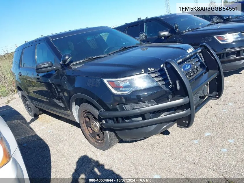 2016 Ford Explorer Police Interceptor VIN: 1FM5K8AR3GGB54551 Lot: 40534644