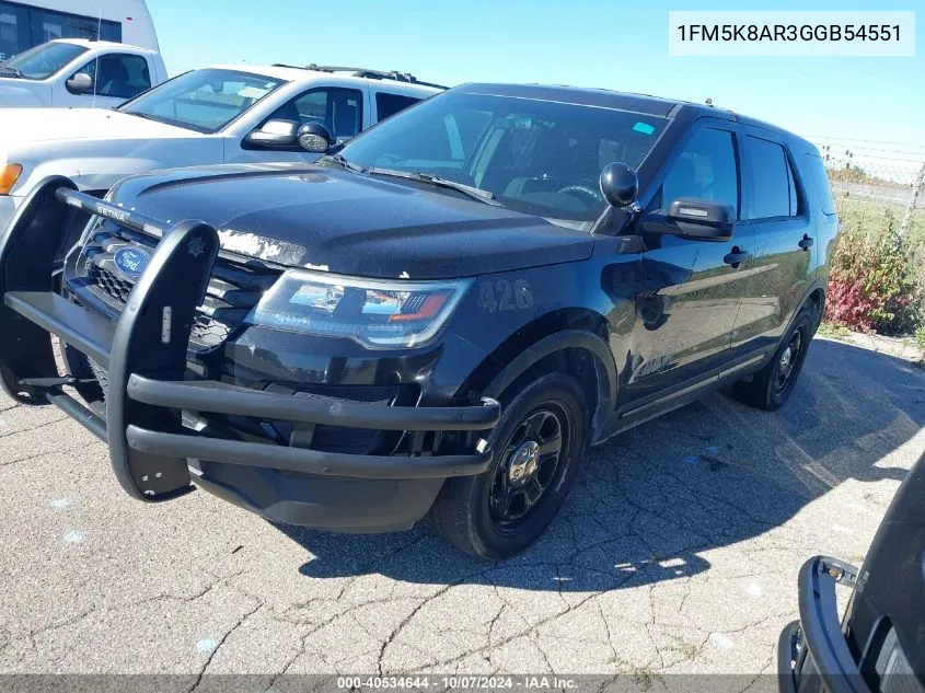 2016 Ford Explorer Police Interceptor VIN: 1FM5K8AR3GGB54551 Lot: 40534644