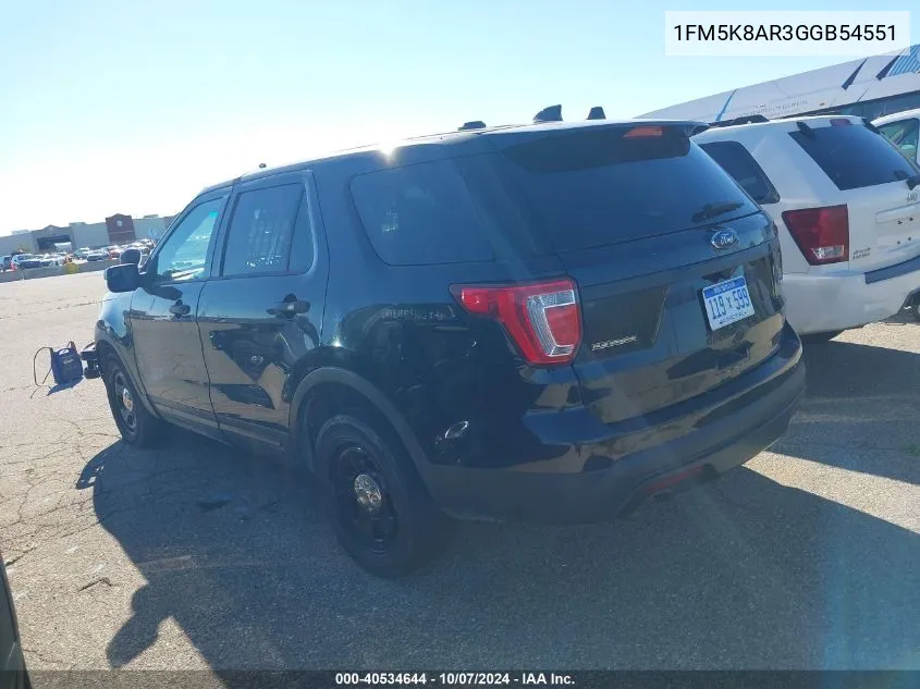 2016 Ford Explorer Police Interceptor VIN: 1FM5K8AR3GGB54551 Lot: 40534644