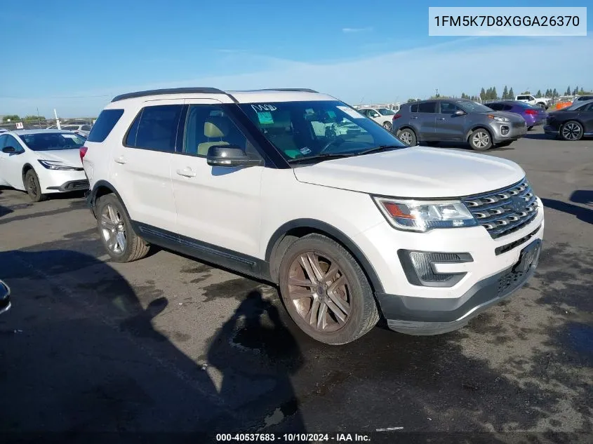 2016 Ford Explorer Xlt VIN: 1FM5K7D8XGGA26370 Lot: 40537683