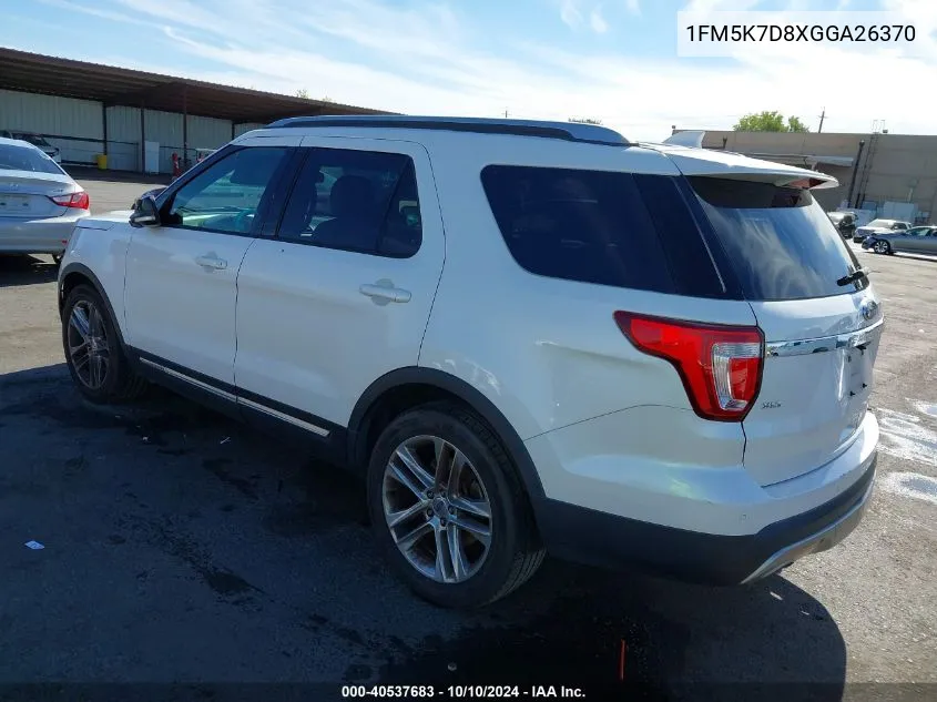 2016 Ford Explorer Xlt VIN: 1FM5K7D8XGGA26370 Lot: 40537683