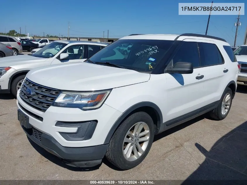 2016 Ford Explorer VIN: 1FM5K7B88GGA24717 Lot: 40539639