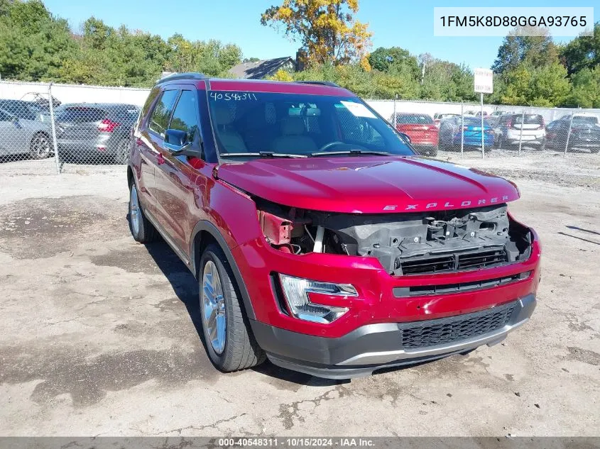 2016 Ford Explorer Xlt VIN: 1FM5K8D88GGA93765 Lot: 40548311