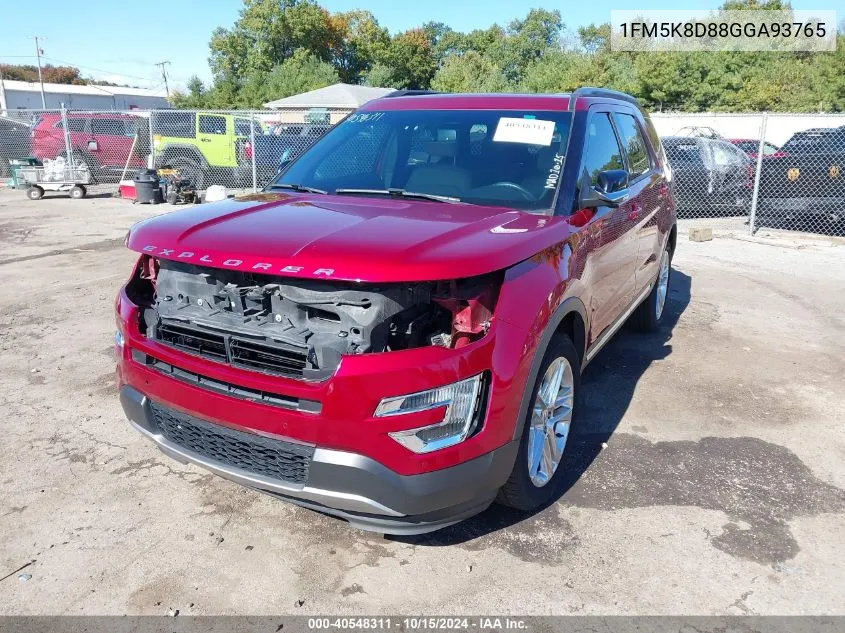 2016 Ford Explorer Xlt VIN: 1FM5K8D88GGA93765 Lot: 40548311