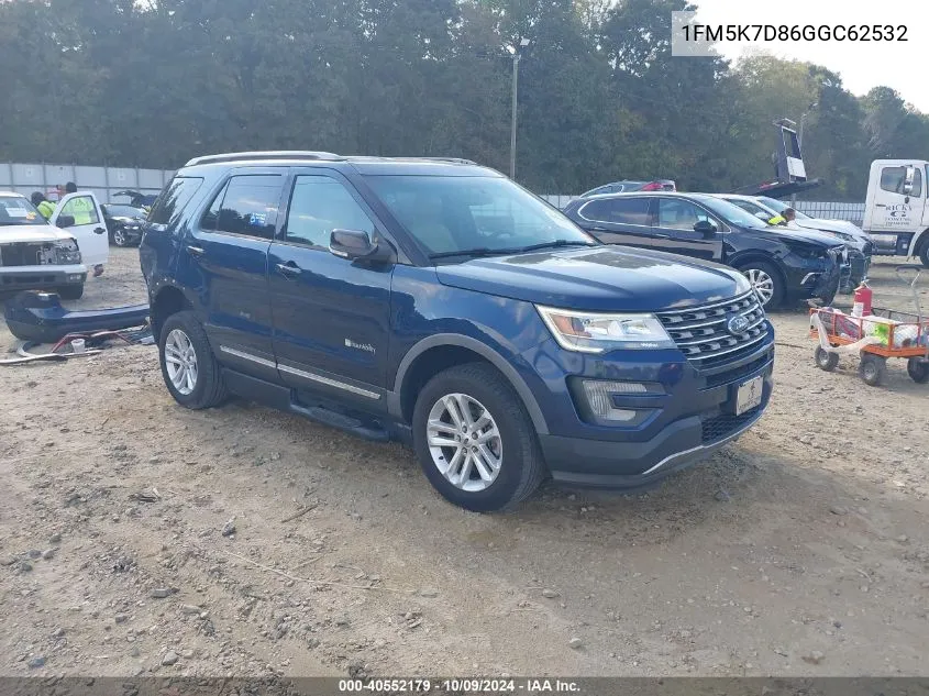 2016 Ford Explorer Xlt VIN: 1FM5K7D86GGC62532 Lot: 40552179