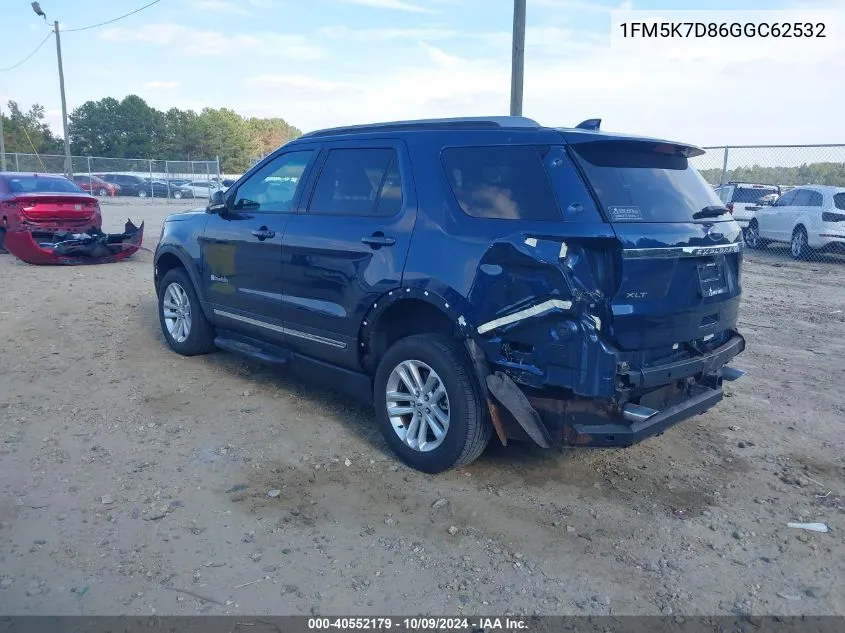 2016 Ford Explorer Xlt VIN: 1FM5K7D86GGC62532 Lot: 40552179