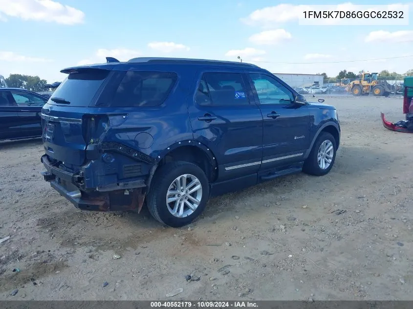 2016 Ford Explorer Xlt VIN: 1FM5K7D86GGC62532 Lot: 40552179