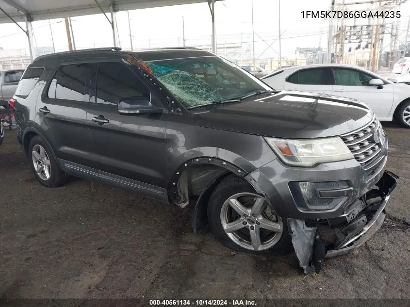 2016 Ford Explorer Xlt VIN: 1FM5K7D86GGA44235 Lot: 40561134