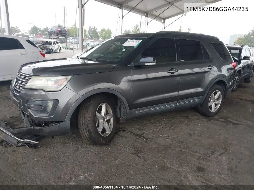 2016 Ford Explorer Xlt VIN: 1FM5K7D86GGA44235 Lot: 40561134