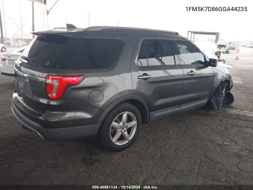 2016 Ford Explorer Xlt VIN: 1FM5K7D86GGA44235 Lot: 40561134