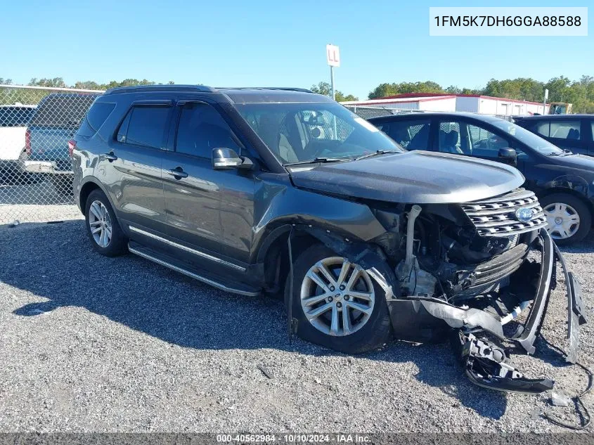 2016 Ford Explorer Xlt VIN: 1FM5K7DH6GGA88588 Lot: 40562984