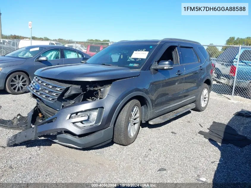 2016 Ford Explorer Xlt VIN: 1FM5K7DH6GGA88588 Lot: 40562984