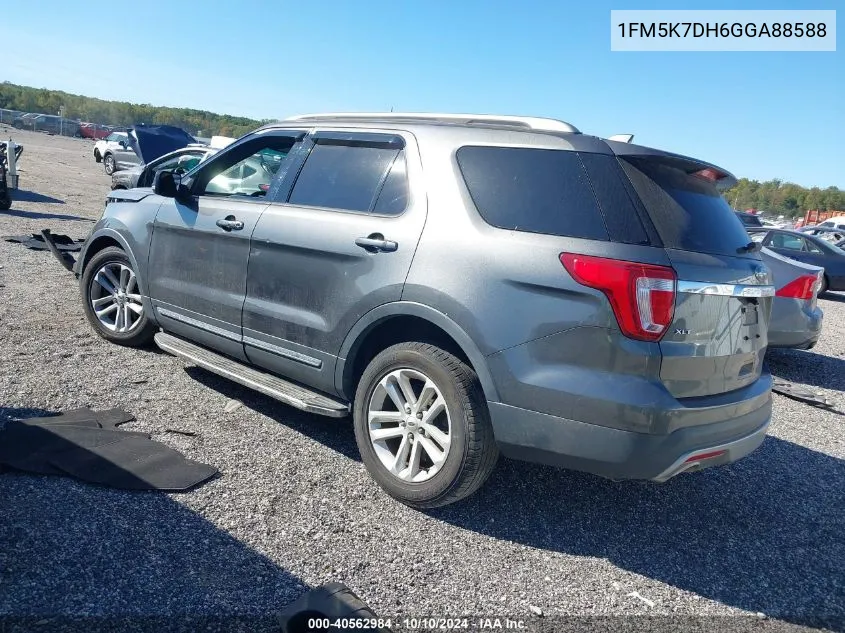 2016 Ford Explorer Xlt VIN: 1FM5K7DH6GGA88588 Lot: 40562984