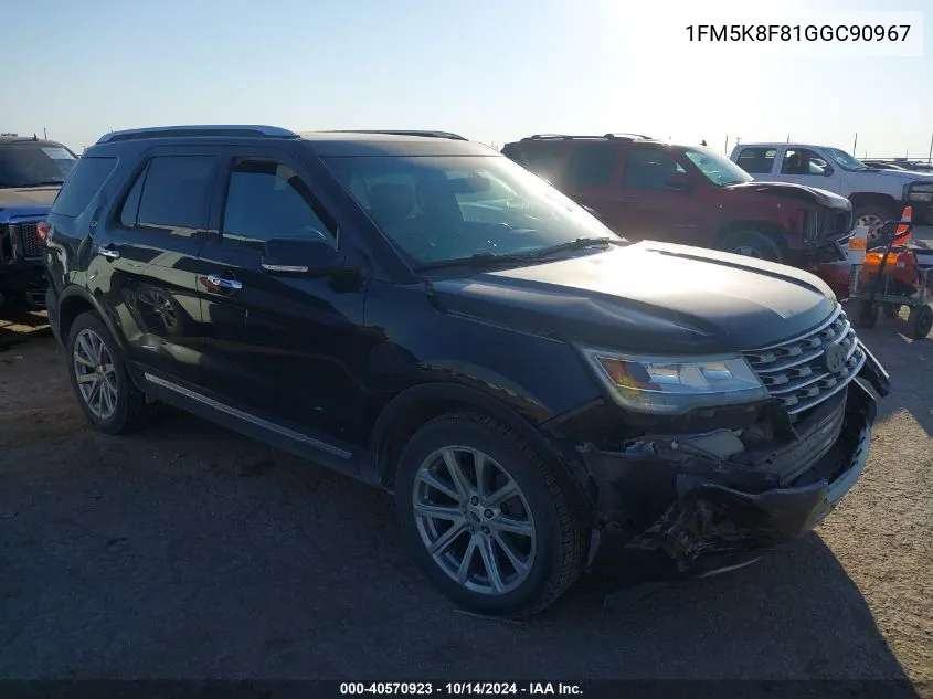 2016 Ford Explorer Limited VIN: 1FM5K8F81GGC90967 Lot: 40570923