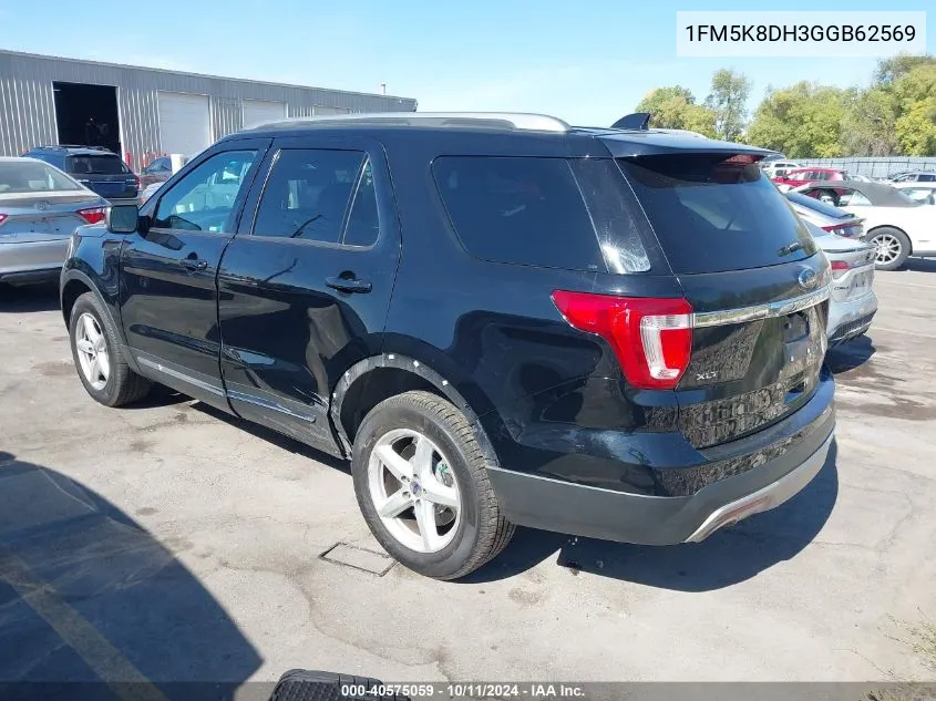 2016 Ford Explorer Xlt VIN: 1FM5K8DH3GGB62569 Lot: 40575059