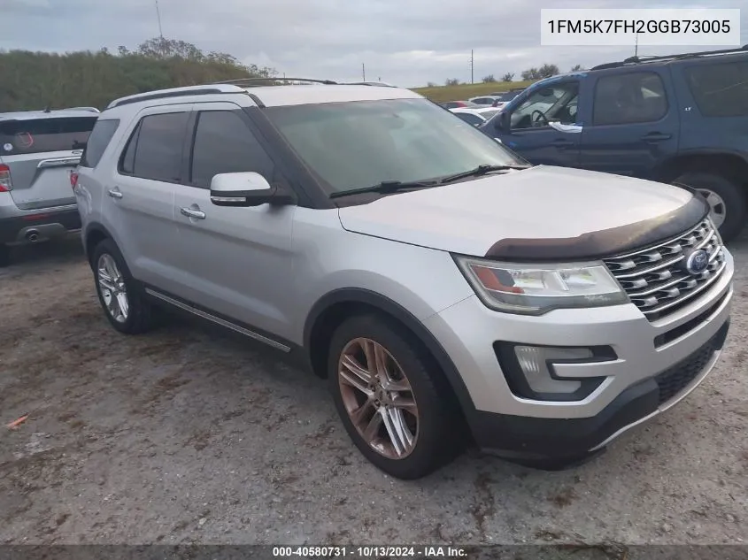 2016 Ford Explorer Limited VIN: 1FM5K7FH2GGB73005 Lot: 40580731