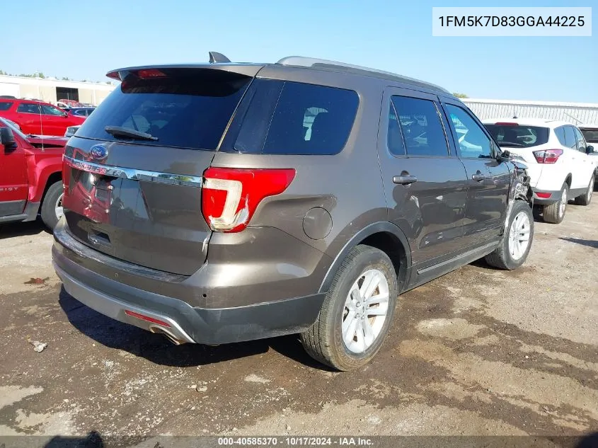 2016 Ford Explorer Xlt VIN: 1FM5K7D83GGA44225 Lot: 40585370