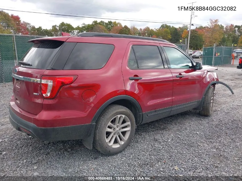 2016 Ford Explorer VIN: 1FM5K8B84GGC32082 Lot: 40588483