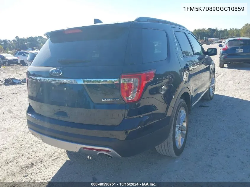 2016 Ford Explorer Xlt VIN: 1FM5K7D89GGC10859 Lot: 40590751