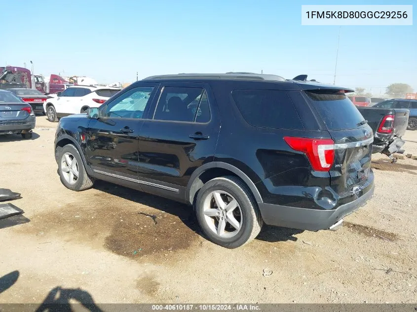 2016 Ford Explorer Xlt VIN: 1FM5K8D80GGC29256 Lot: 40610187