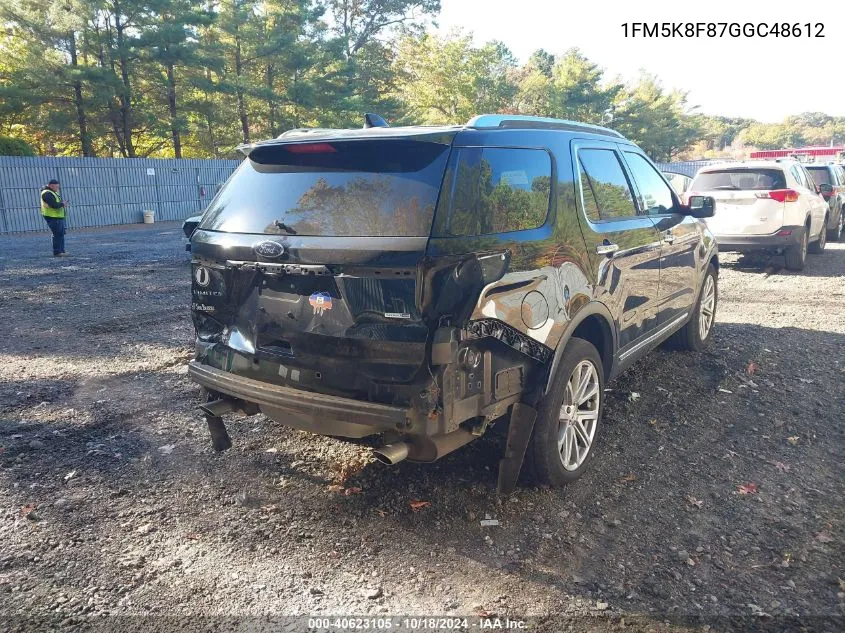 2016 Ford Explorer Limited VIN: 1FM5K8F87GGC48612 Lot: 40623105