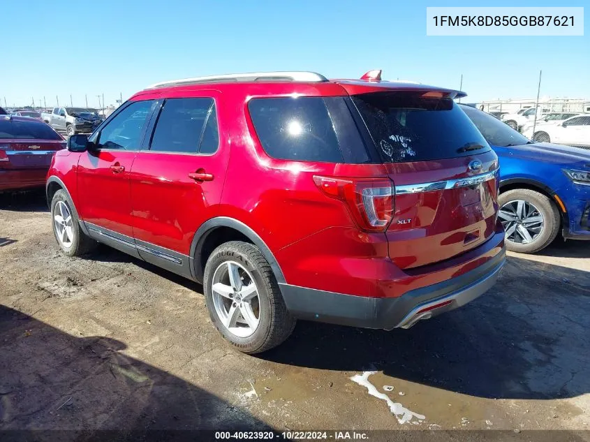 2016 Ford Explorer Xlt VIN: 1FM5K8D85GGB87621 Lot: 40623920