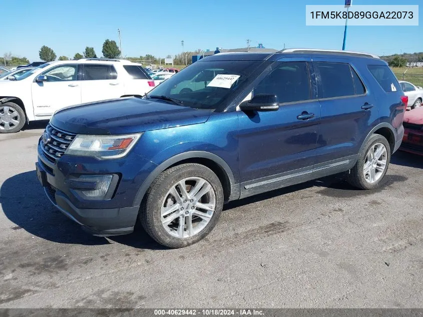 2016 Ford Explorer Xlt VIN: 1FM5K8D89GGA22073 Lot: 40629442