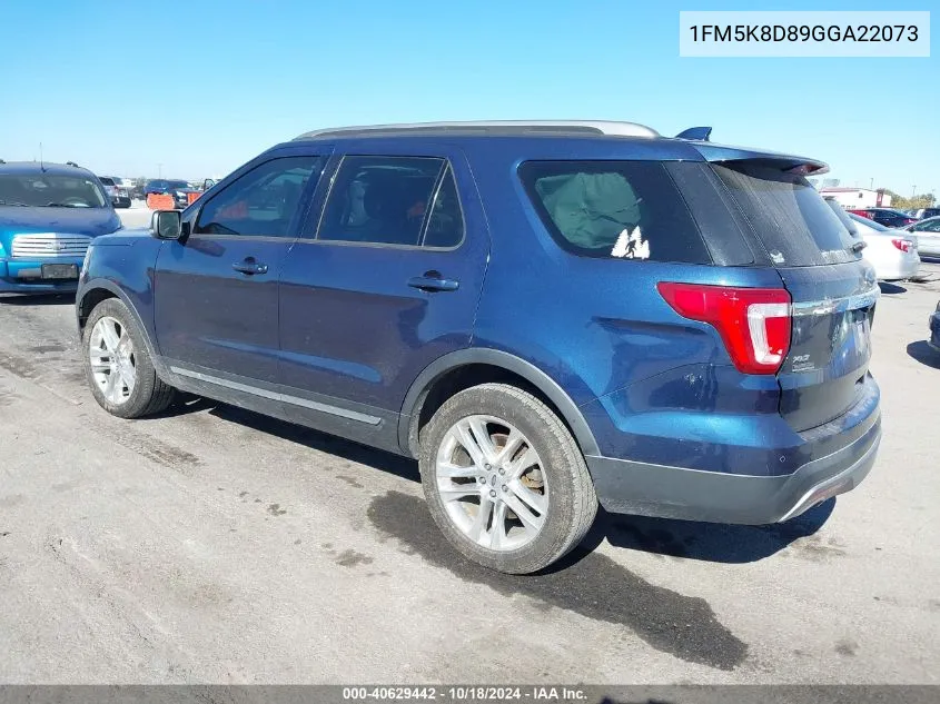 2016 Ford Explorer Xlt VIN: 1FM5K8D89GGA22073 Lot: 40629442