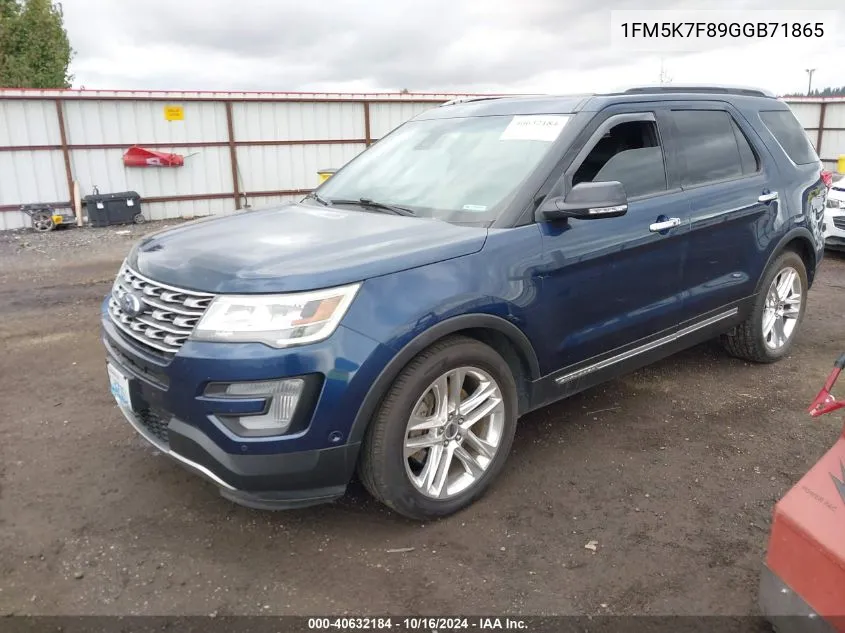 2016 Ford Explorer Limited VIN: 1FM5K7F89GGB71865 Lot: 40632184