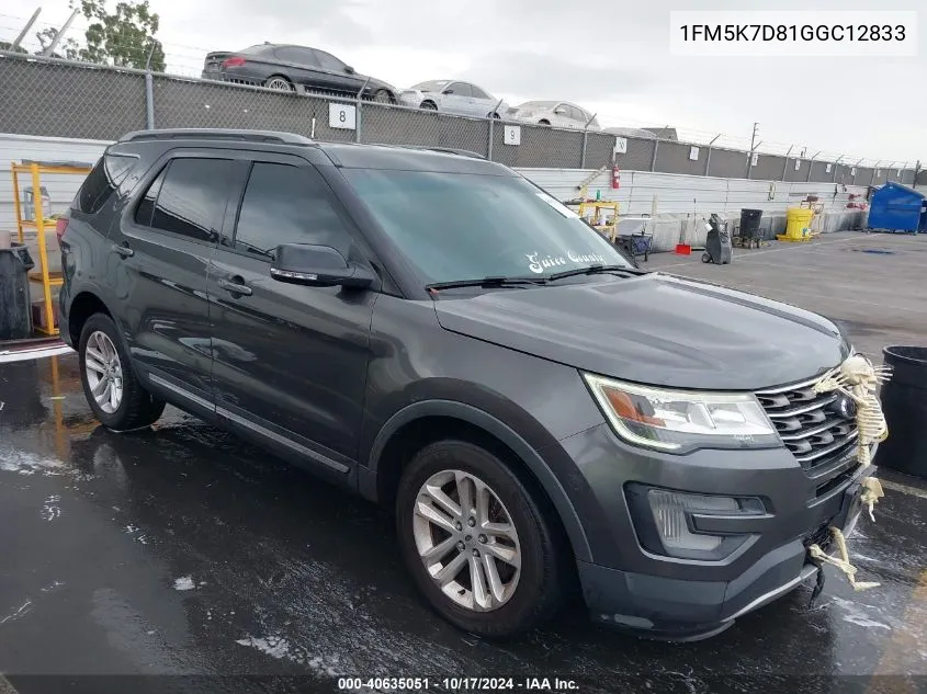 2016 Ford Explorer Xlt VIN: 1FM5K7D81GGC12833 Lot: 40635051