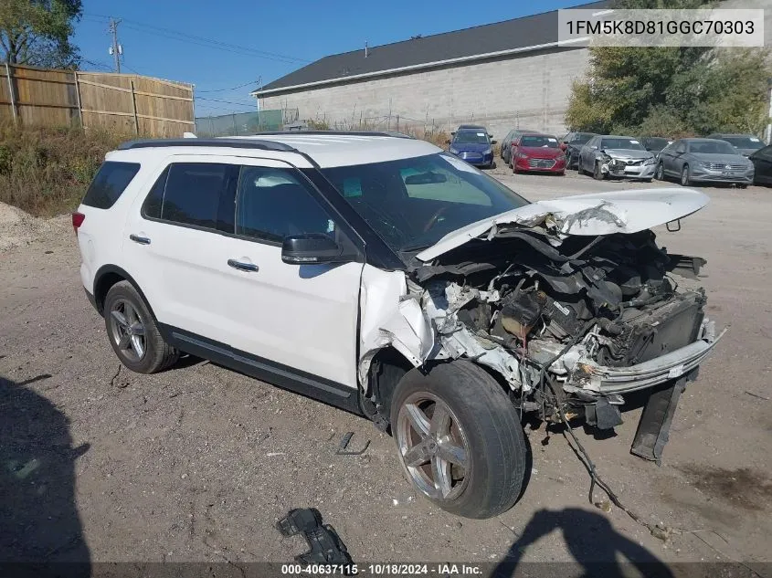 2016 Ford Explorer Xlt VIN: 1FM5K8D81GGC70303 Lot: 40637115