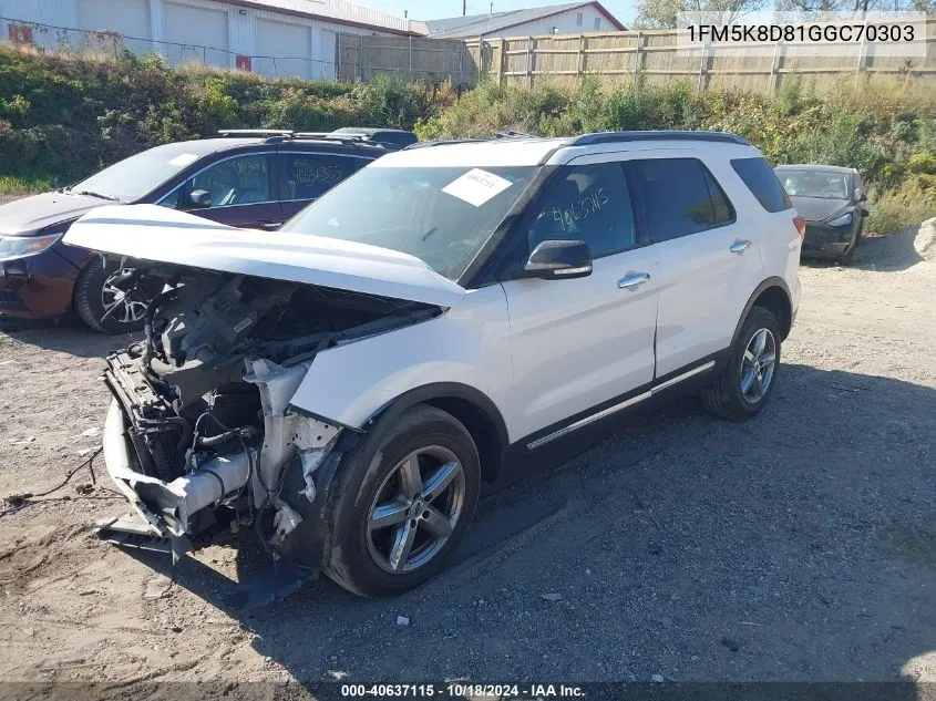 2016 Ford Explorer Xlt VIN: 1FM5K8D81GGC70303 Lot: 40637115